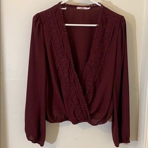 Maroon long sleeve blouse